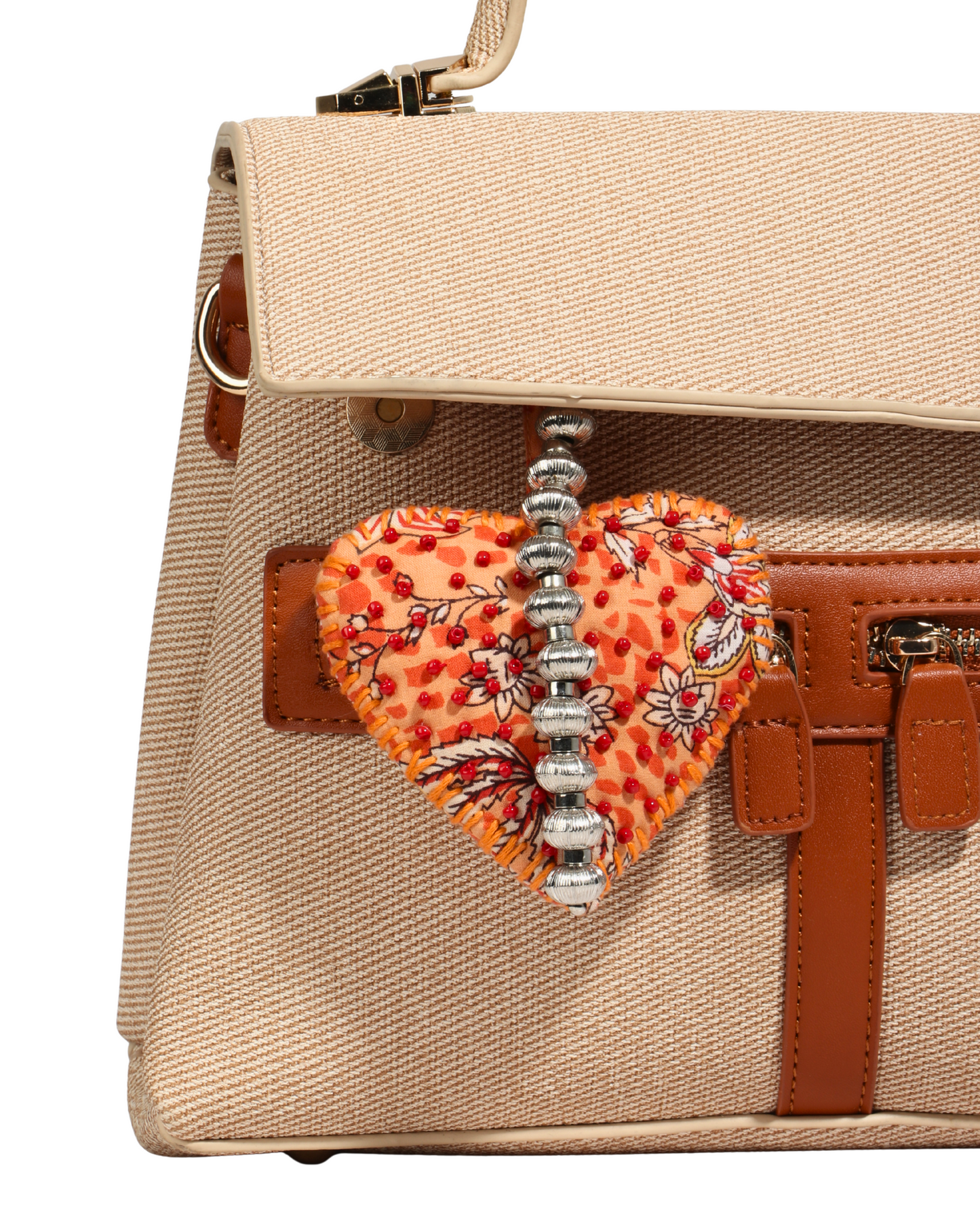 Fabric Heart Bag Charm