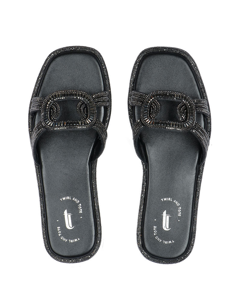 Glittering Charcoal Flats