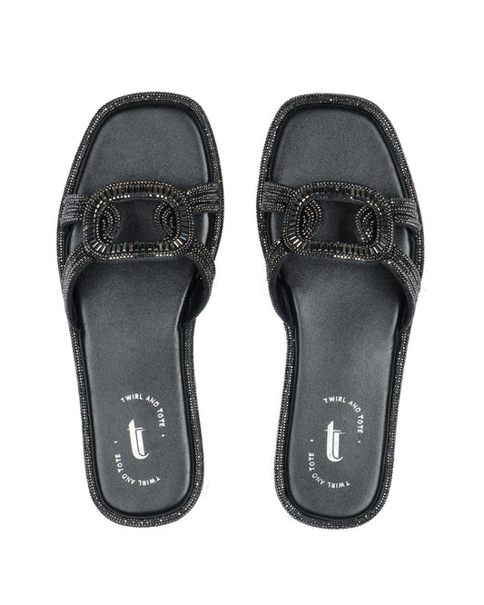 Glittering Charcoal Flats