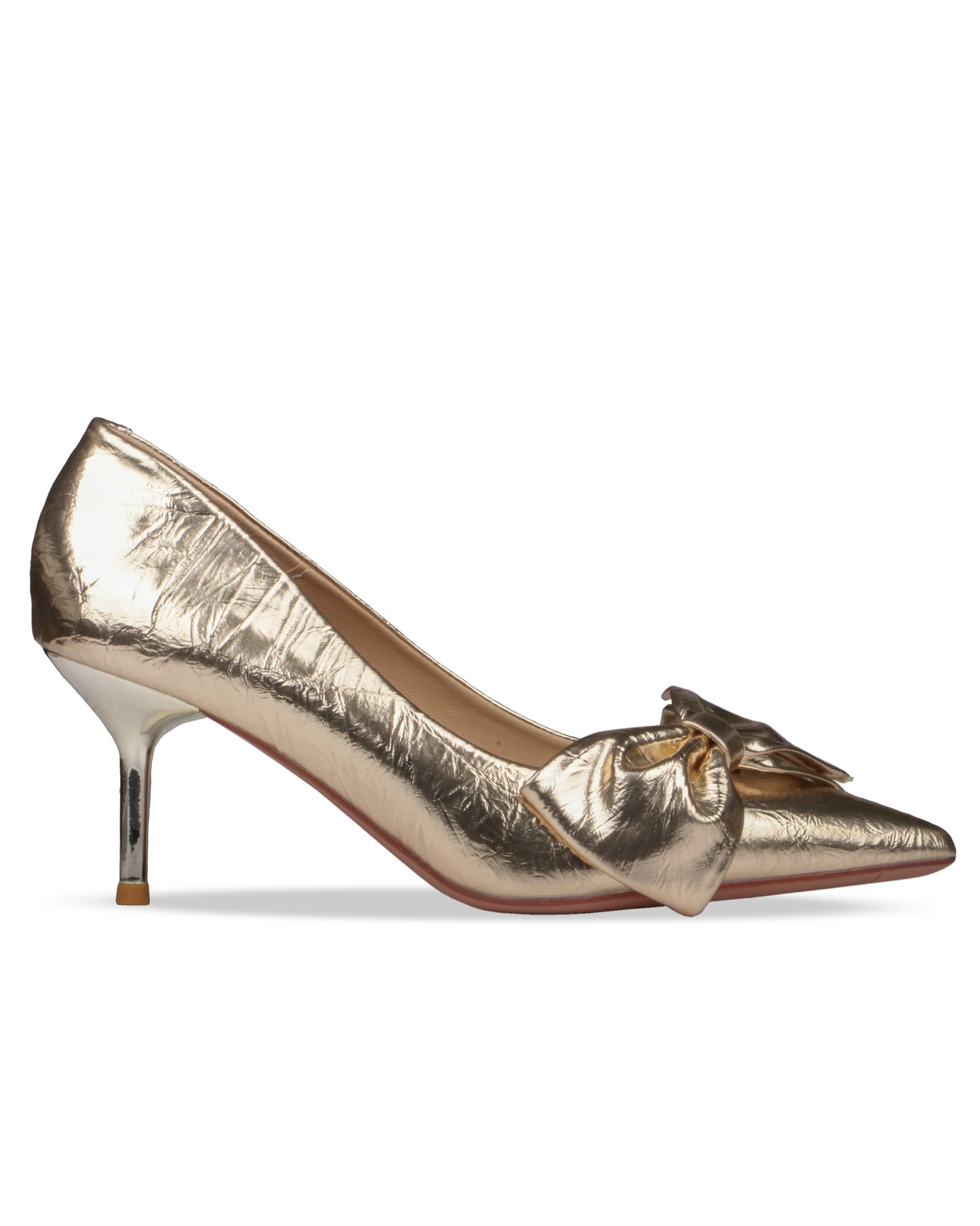 Metallic Gold Bow Heel Sandal