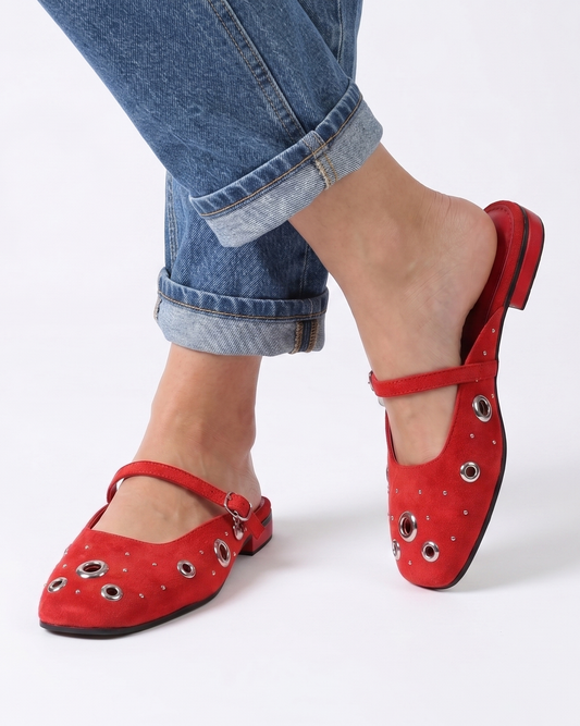Red Stud Mule for Women