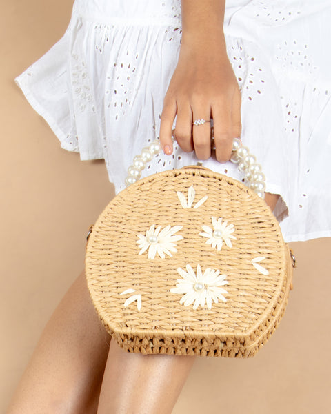 Raffia Pearl Handbag