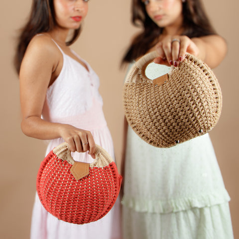 Crimson Weave Elegance Tote Bag