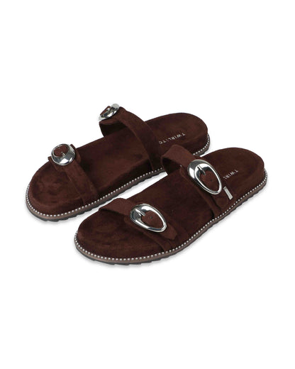 Noir Royale Buckle Flats