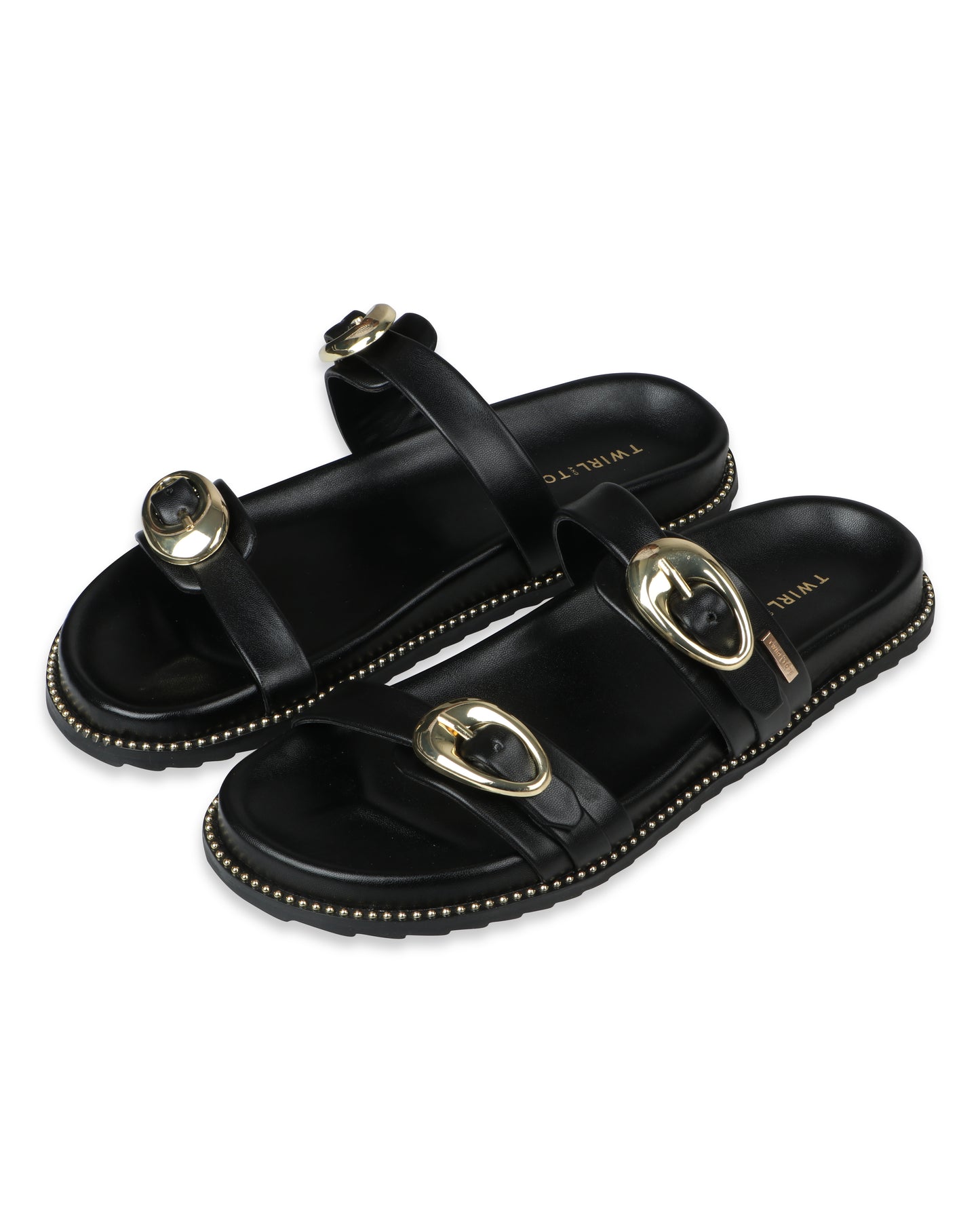 Noir Royale Buckle Flats