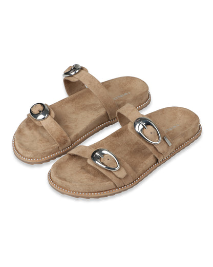 Noir Royale Buckle Flats