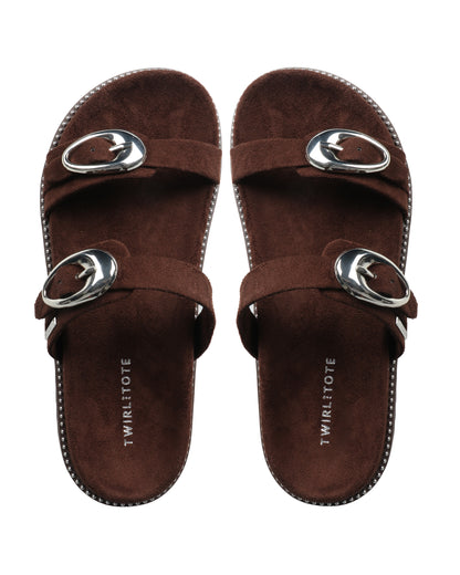 Noir Royale Buckle Flats