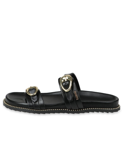Noir Royale Buckle Flats