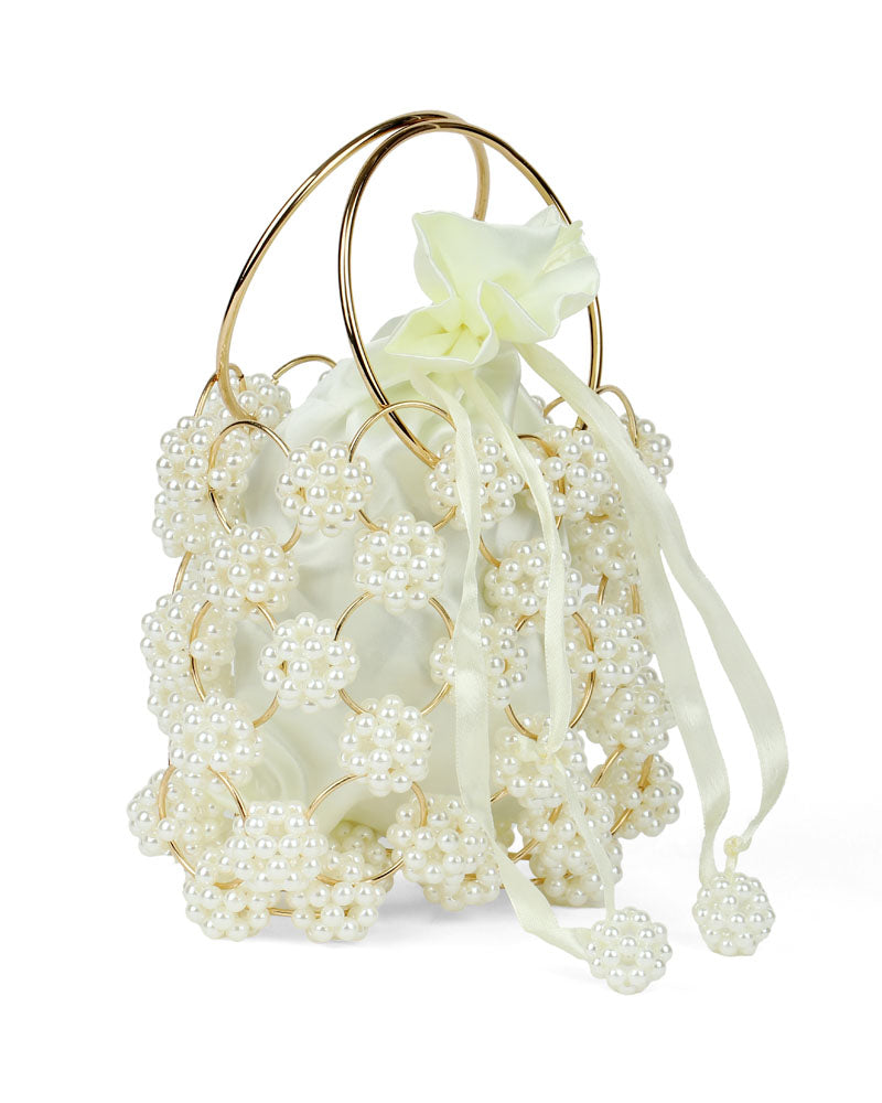 White Beaded Glam Bag