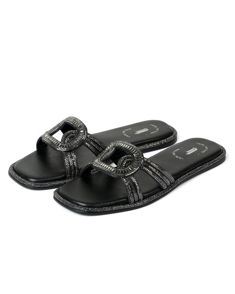 Glittering Charcoal Flats