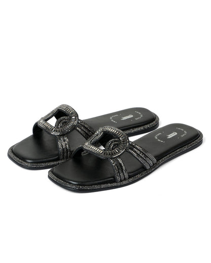 Glittering Charcoal Flats