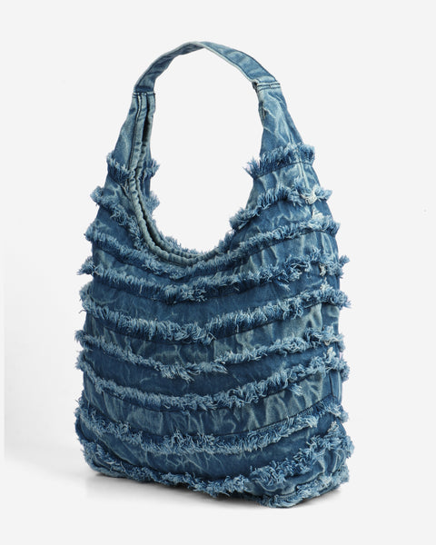 Ruffled Denim Hobo