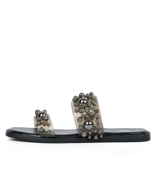 Beaded Noir Flats