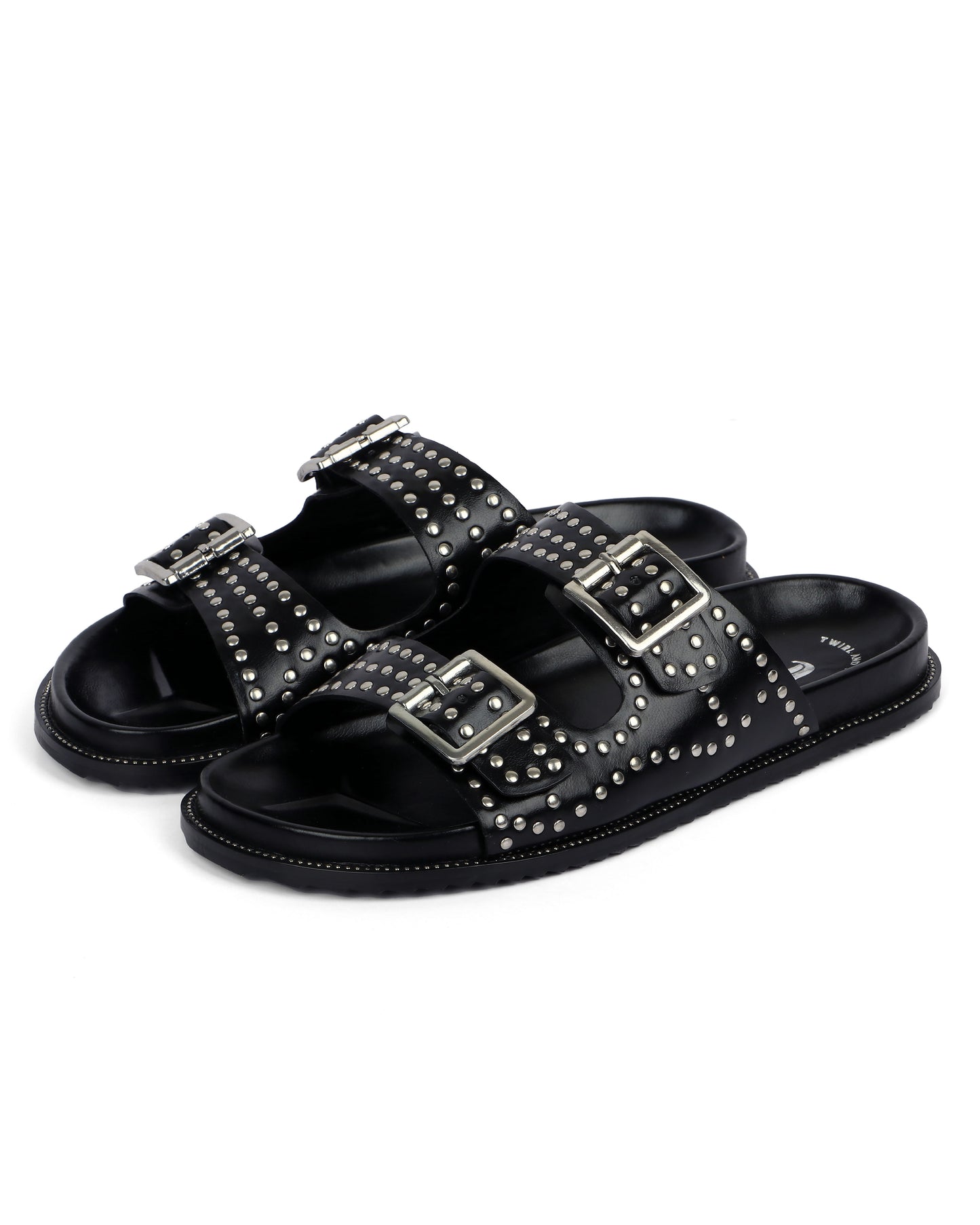 Studded Noir Slides