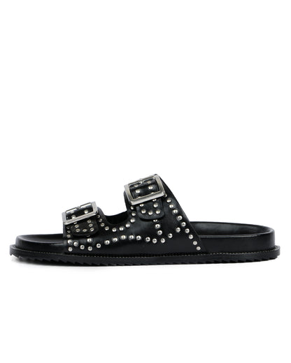 Studded Noir Slides