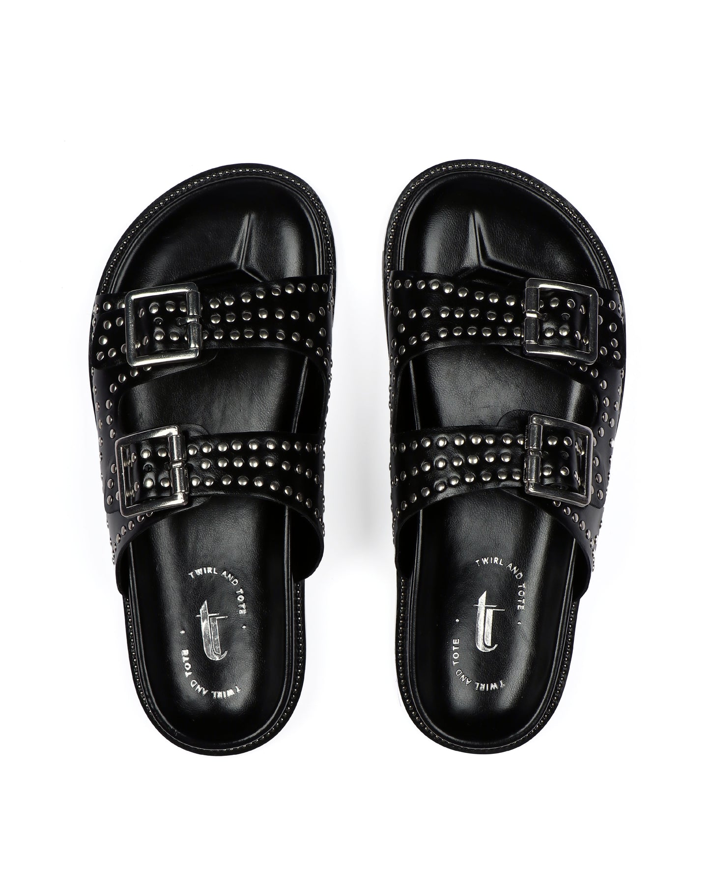 Studded Noir Slides