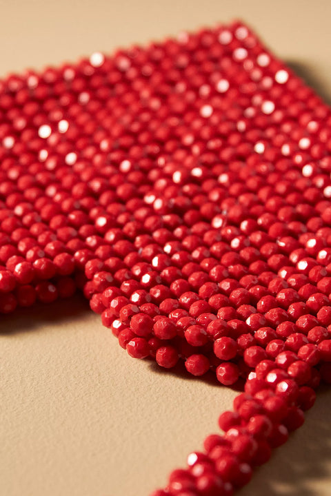 Crimson Beaded Heart Handbag