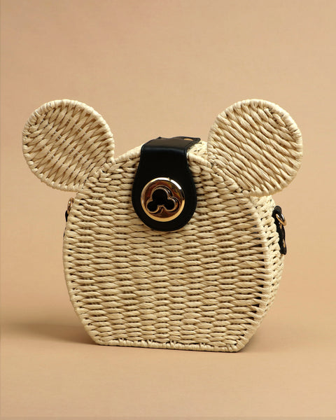 Chic Mouse Ears Woven Handbag