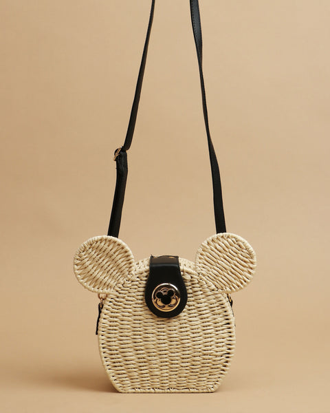 Chic Mouse Ears Woven Handbag