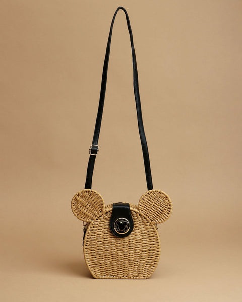 Chic Mouse Ears Woven Handbag