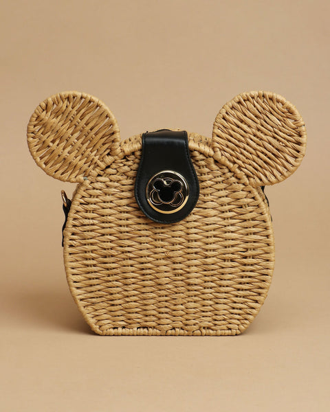 Chic Mouse Ears Woven Handbag