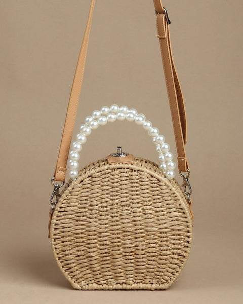 Raffia Pearl Handbag