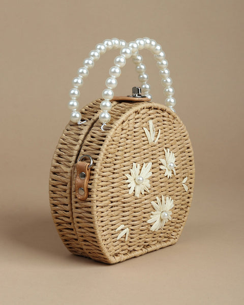 Raffia Pearl Handbag