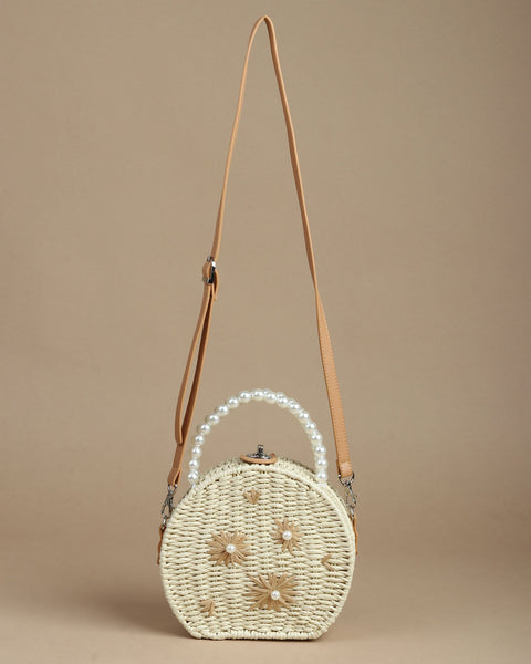 Raffia Pearl Handbag