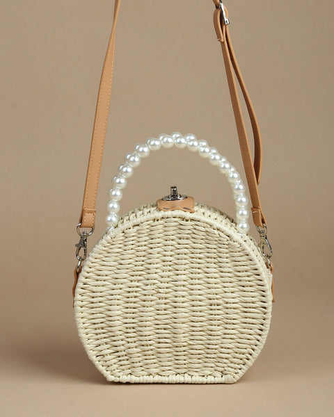 Raffia Pearl Handbag