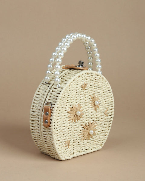 Raffia Pearl Handbag