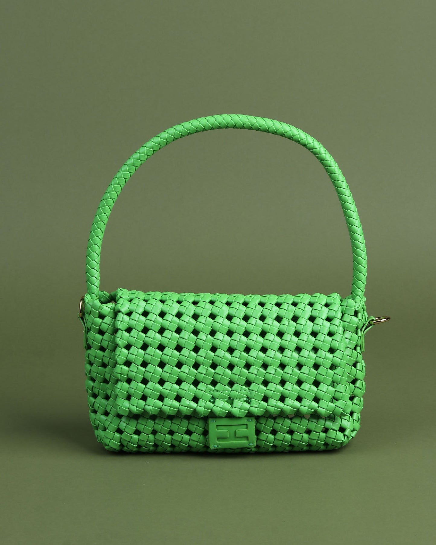 Faux Leather Baguette Bag