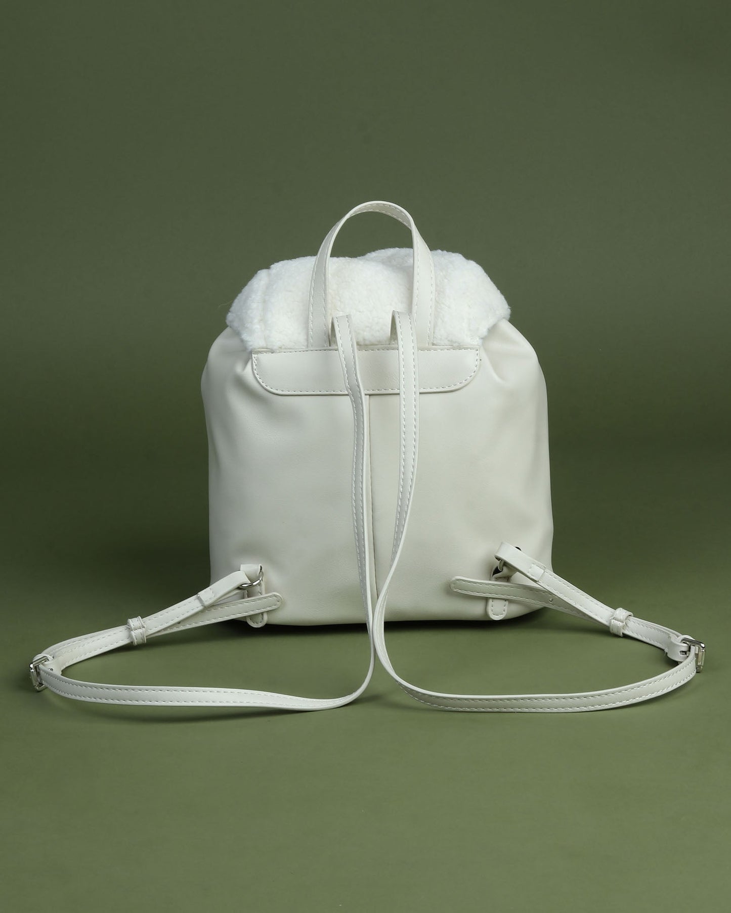Faux shearling and leather backpack