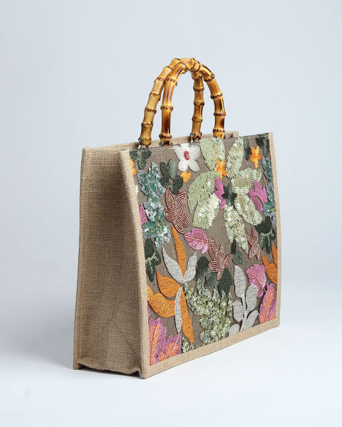 Botanical Elegance Beaded Handbag.