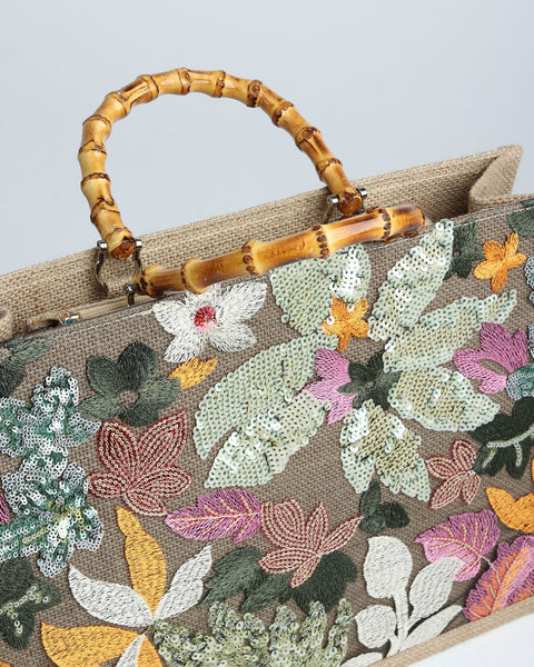 Botanical Elegance Beaded Handbag.