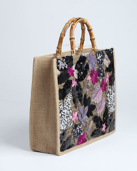 Botanical Elegance Beaded Handbag.