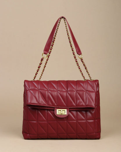 Bordeaux Bliss Quilted Leather Shoulder Bag