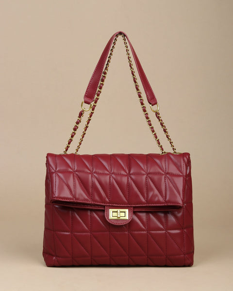 Bordeaux Bliss Quilted Leather Shoulder Bag