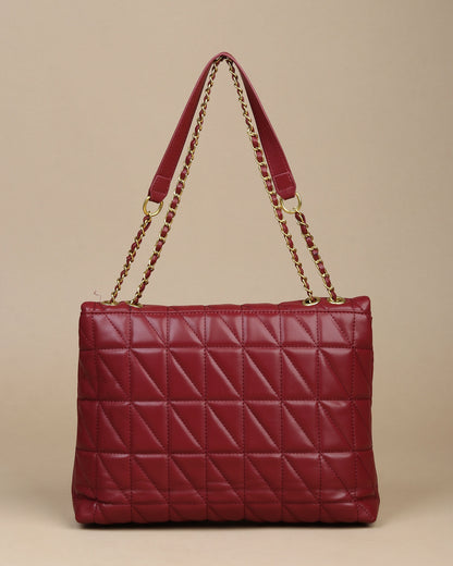 Bordeaux Bliss Quilted Leather Shoulder Bag