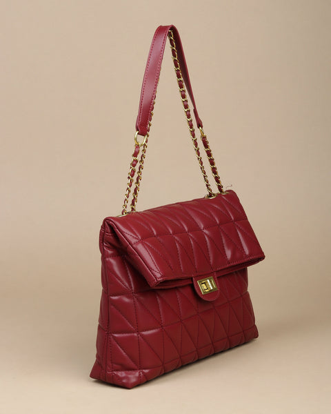 Bordeaux Bliss Quilted Leather Shoulder Bag